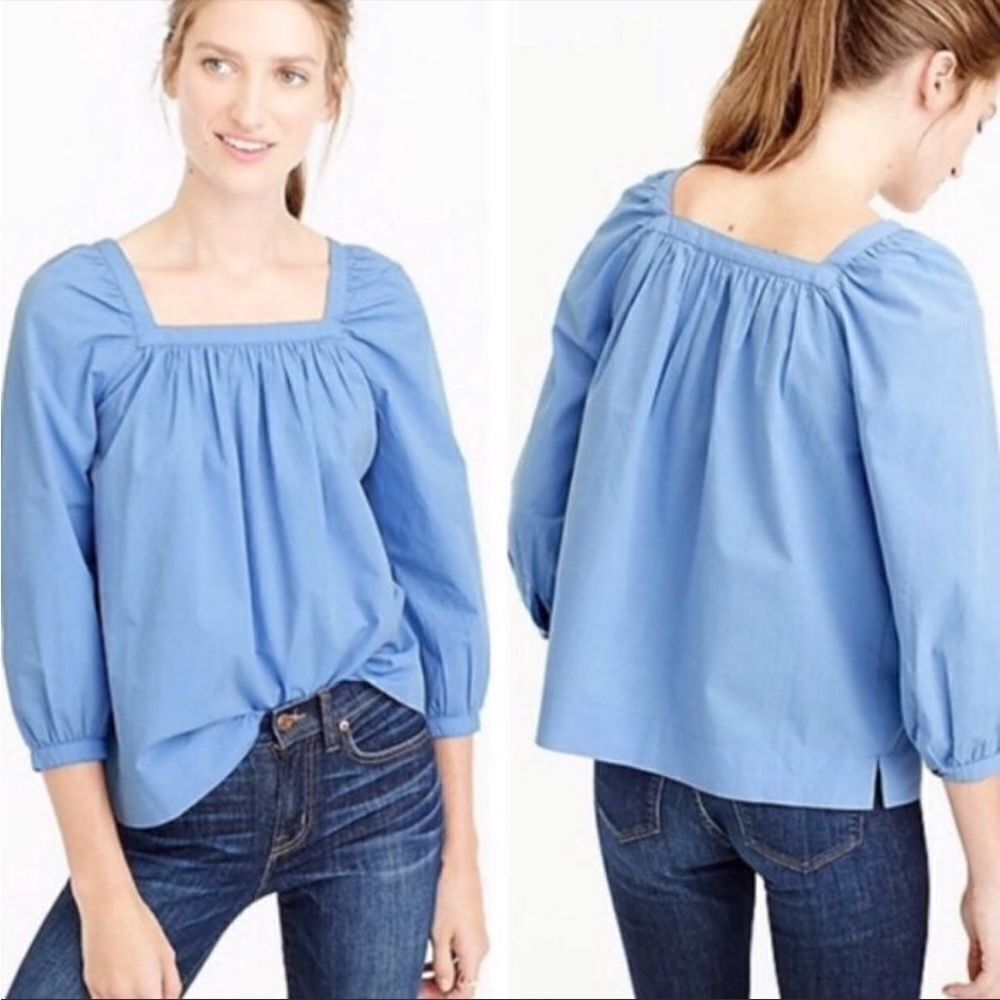✨HP✨J Crew Factory Teal Square Neck Peasant Top✨